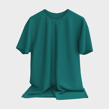 men's short-sleeve t-shirt mockup in front view, design presentation for print, 3d illustration, 3d rendering