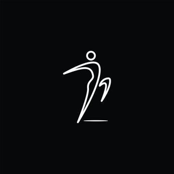 Line art style ballet dancer logo design concept
