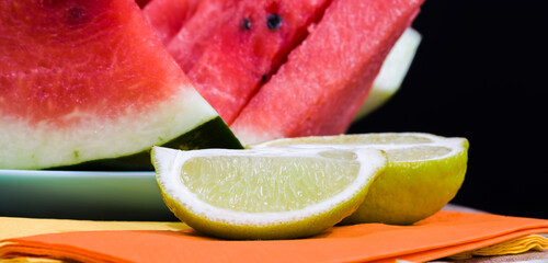 ripe watermelon with bright red beautiful flesh