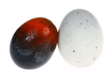 Eggs, duck egg, preserved egg on a white background