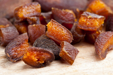 dried apricot fruits cut into pieces during cooking
