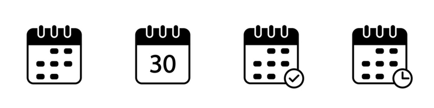 Conjunto de iconos de calendario. Concepto de evento, tiempo, días, meses, semanas de un año. Ilustración vectorial