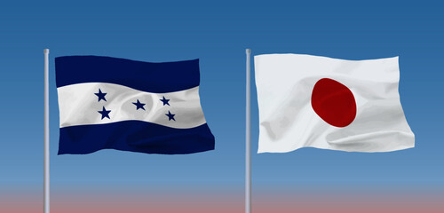 日本とホンジュラスの国旗