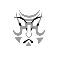 Japanese art illustration. Hand drawn sketch. Japanese culture. Vector illustration of Japanese kabuki mask. Olympic tokyo celemony design elements. Isolated objects. 