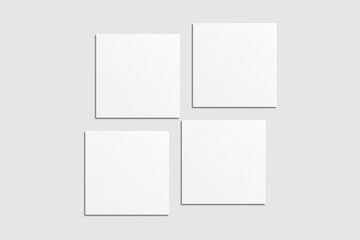 Realistic blank square business card illustration for mockup. 3D rendering.