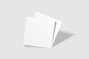 Realistic blank square business card illustration for mockup. 3D rendering.