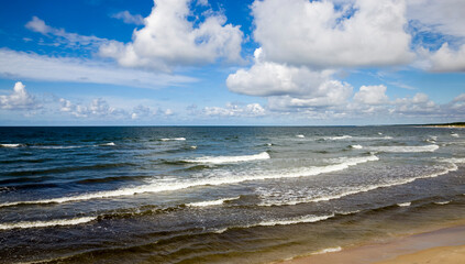 sea coast with lots of waves from windy weather