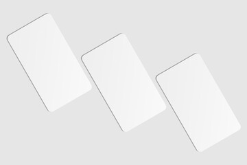 Realistic blank vertical business card illustration for mockup. 3D rendering.