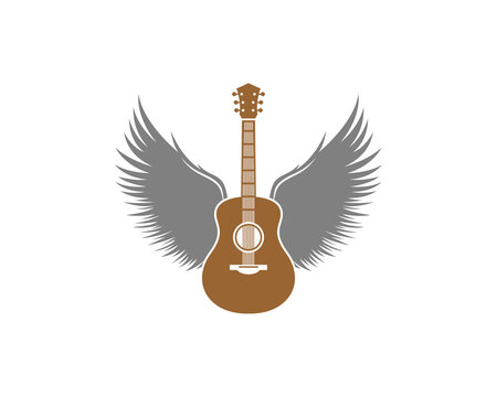 Guitar with spread wings vector illustration