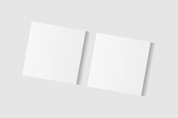 Realistic blank square business card illustration for mockup. 3D rendering.