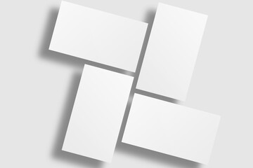 Realistic blank business card illustration for mockup. 3D rendering.