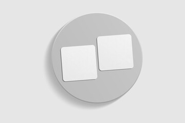 Realistic blank square business card illustration for mockup. 3D rendering.