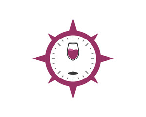 Wine glass inside the compass logo