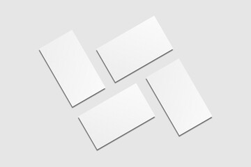 Realistic blank business card illustration for mockup. 3D rendering.