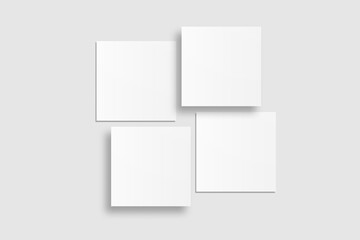 Realistic blank square business card illustration for mockup. 3D rendering.