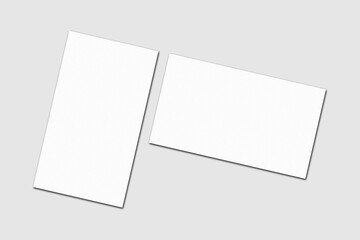 Realistic blank vertical business card illustration for mockup. 3D rendering.