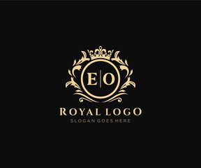 Initial EO Letter Luxurious Brand Logo Template, for Restaurant, Royalty, Boutique, Cafe, Hotel, Heraldic, Jewelry, Fashion and other vector illustration.