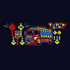 story children book Vector illustration in cartoonish style with toys truck and star