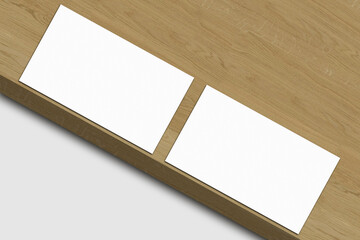 Realistic blank business card illustration for mockup. 3D rendering.