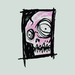 Peek skull horror graphic illustration vector art t-shirt design