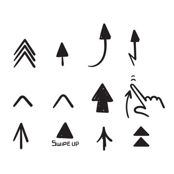 hand drawn doodle swipe up arrow symbol illustration vector isolated