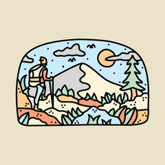 Hiker adventure nature graphic illustration vector art t-shirt design