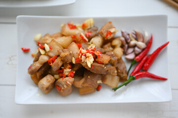 Stir Fried Pork with Salt garlic and pepper
