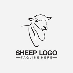 Sheep head logo vector icon illustration design template