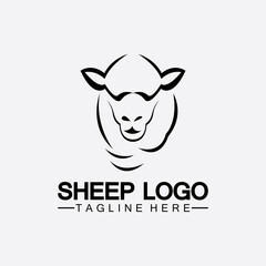 Sheep head logo vector icon illustration design template
