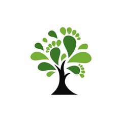 tree, footprints, vector