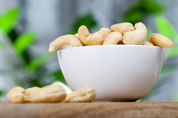 delicious and healthy raw cashew nuts, close up
