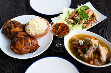 Thai food, Grilled chicken and sticky rice
