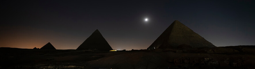 Giza pyramids light up during sound and light show to celebrate Ramadan Feast festival in Cairo,...
