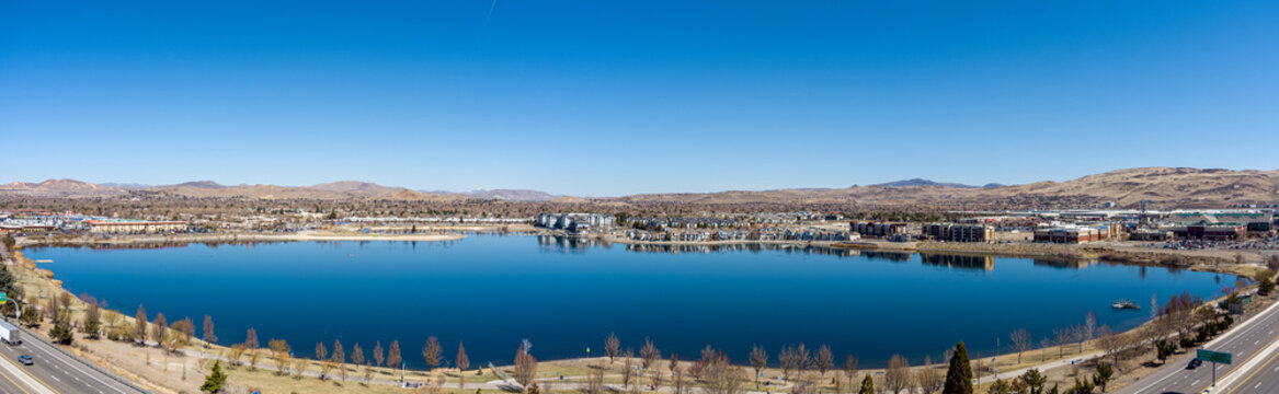 Panoramic View Of Sparks Marina Against Clear Blue Sky