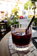 cocktail with rum on table