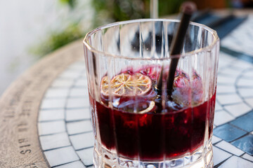 cocktail with rum on table