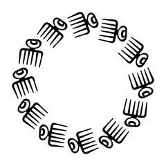 Frame for the Adinkra Duafe symbol. Round vector illustration with ancient tribal ethnic symbols.