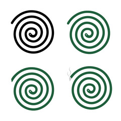 mosquito repellent coil icon on white background. green mosquito coil sign. mosquito repellent symbol.  insect repellent logo. flat style.