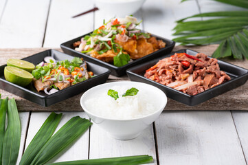 Mush or boiled rice in bowl asian food style