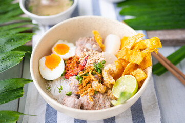 Thai tom yom rice noodle with soup