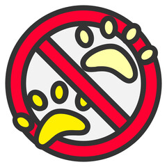 No pet , Prohibition Sign filled outline icon.