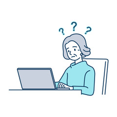 PCを使用中に分からなくなった高齢女性