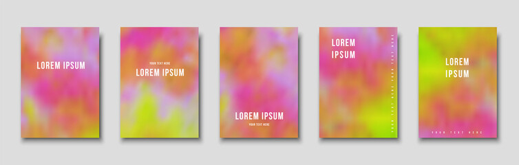 Set of cover templates. Hand painted psychedelic tie dye blurred background. Vector illustrations