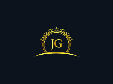 Letter JG Logo, luxury jg logo icon vector for modern Hotel, Heraldic, Jewelry, Fashion, Royalty With Gold Color Image Design