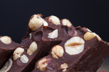 delicious milk homemade chocolate with lots of hazelnuts