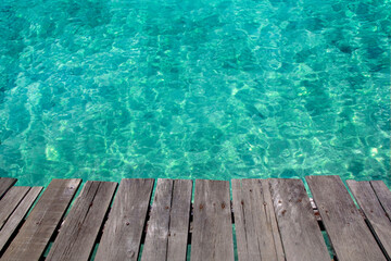 Wooden bridge on the sea, vacation and holiday concept.