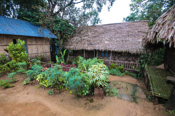 A village homestay at Mawlynoong, the Asia's cleanest village near Cherrapunji, Meghalaya of India and tranquil nature with natural root bridge. A great tourist spot.