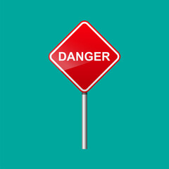 Danger traffic sign isolated on background vector illustration.