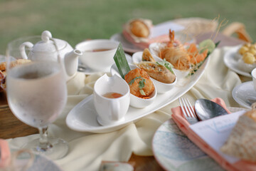 Picnic outdoors in the garden