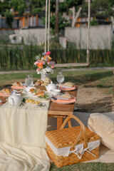 Picnic outdoors in the garden